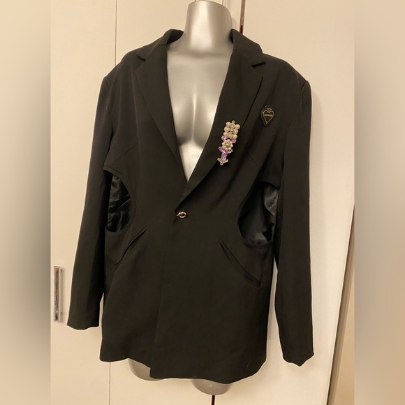 Black open back embellished heart oversized blazer size S/M - Picture 10 of 10
